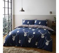 Catherine Lansfield Bedding Munro Stag Check Duvet Cover 220 x 240 + 80 x 80 cm (2) Navy