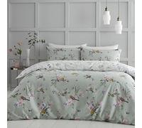 Catherine Lansfield Bedding Songbird - Set Copripiumino Singolo con Federa, Colore: Verde Salvia