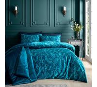 Catherine Lansfield Bridgerton Regal Birds - Set copripiumino super king size in morbido velluto con federe, verde acqua