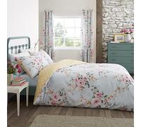 Catherine Lansfield Canterbury Blue/Ochre - Set copripiumino 160 x 220 + 50 x 70 cm