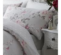Catherine Lansfield Canterbury Grey Copripiumino 135 x 200 + 80 x 80 cm + lenzuolo con angoli bianchi 90 x 200 + 1 federa 80 x 80 cm bianco