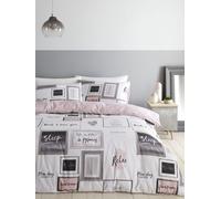 Catherine Lansfield Sleep Dreams - Set copripiumino per letto matrimoniale, Multicolore (Blush), Taglia Doppio (copripiumino 200 x 200 cm + 2 federe 50 x 75 cm)