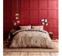 Catherine Lansfield Cervo Completo Copripiumino Matrimoniale Marrone Beige
