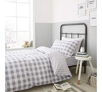 Catherine Lansfield Check and Stripe Grey set copripiumino 160x200+50x80 e lenzuolo con angoli e federa bianco 90x200+50x80