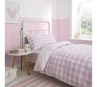 Catherine Lansfield Check and Stripe Pink Set copripiumino 260 x 240 + 65 x 65 (2)