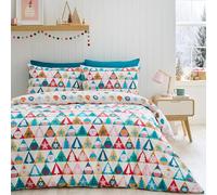 Catherine Lansfield Christmas Geo - Set copripiumino reversibile per letto king size, con federe, colore: panna