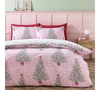 Catherine Lansfield Christmas Sweet and Treats - Set copripiumino matrimoniale reversibile con federe, colore: rosa