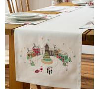 Catherine Lansfield Christmas Town - Runner da tavolo in cotone, 33 x 220 cm, colore: Naturale