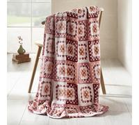 Catherine Lansfield Coperta con stampa all'uncinetto, 130 x 170 cm, rosa