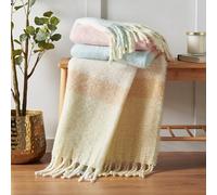 Catherine Lansfield Coperta in finto mohair a quadri, 130 x 170 cm, colore pastello