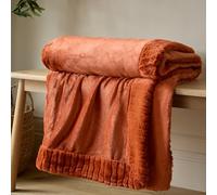 Catherine Lansfield Coperta in velluto e pelliccia sintetica, 150 x 200 cm, colore: arancione bruciato