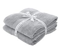 Catherine Lansfield Coppia di lenzuola da bagno in cotone morbido e assorbente, anti batterico, 500 g/m², colore: grigio argento
