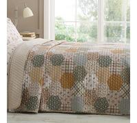 Catherine Lansfield Copriletto trapuntato patchwork floreale 220x230 cm naturale