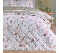 Catherine Lansfield Copriletto trapuntato reversibile in cotone spazzolato Grasmere Floreale 200x220cm Verde