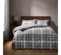 Catherine Lansfield Cosy Sherpa - Set copripiumino con federe, per letto super king, motivo a quadri, colore: grigio