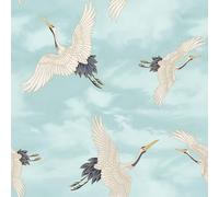 Catherine Lansfield Cranes - Carta da parati, colore: azzurro