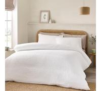 Catherine Lansfield Crinkle Seersucker - Set copripiumino singolo con federa, colore: bianco
