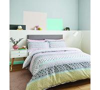 Catherine Lansfield Cuore Ditsy fasciato Copripiumino, 52% Poliestere 48% Cotone, Blush, Set Piumino Doppio King Size