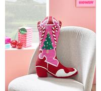 Catherine Lansfield Cuscino 3D a forma di stivale di Babbo Natale Howdy rosa