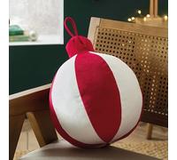 Catherine Lansfield Cuscino a forma di palla di Natale 3D, bianco/rosso