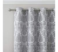 Catherine Lansfield damascato jacquard con occhielli, argento, 167,6 x 228,6 cm, Tessuto, Argento, 66x90 inch
