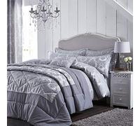 Catherine Lansfield damascato jacquard copripiumino matrimoniale king - argento