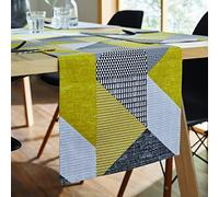 Catherine Lansfield Dining Larsson Geo - Runner da tavola in cotone, 33 x 220 cm, colore: Giallo ocra