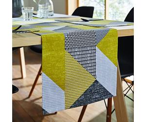Catherine Lansfield Dining Larsson Geo - Runner da tavola in cotone, 33 x 220 cm, colore: Giallo ocra