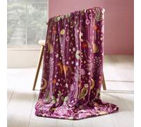 Catherine Lansfield Enchanted Twilight Animals - Coperta in pile, 130 x 170 cm, colore: Prugna