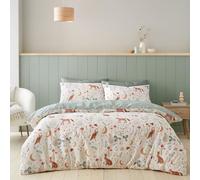 Catherine Lansfield Enchanted Twilight Animals - Set copripiumino matrimoniale reversibile con federe, colore: naturale