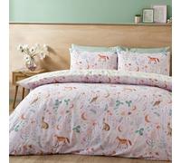 Catherine Lansfield Enchanted Twilight Animals - Set copripiumino reversibile con federe, per letto king size, colore: lilla