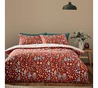 Catherine Lansfield Enchanted Twilight Animals - Set copripiumino singolo reversibile con federa, arancione bruciato