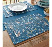 Catherine Lansfield Enchanted Twilight Animals - Tovaglietta da pranzo in cotone, 30 x 46 cm, confezione da 4 pezzi, colore: blu navy