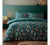 Catherine Lansfield Enchanted Twilight - Set copripiumino reversibile per letto king size, con federe, colore: verde foresta