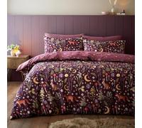 Catherine Lansfield Enchanted Twilight - Set copripiumino singolo reversibile con federa, colore: prugna