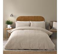Catherine Lansfield Folkstone Geo King - Set copripiumino con federe, colore: naturale