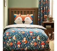 Catherine Lansfield Fox and Woodland Friends - Set copripiumino matrimoniale reversibile con federe, colore: verde