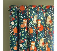 Catherine Lansfield Fox and Woodland Friends - Tende completamente reversibili con occhielli, 168 x 183 cm, 2 pannelli, colore: Verde