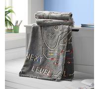 Catherine Lansfield Game Over - Coperta in pile che si illumina al buio, 130 x 170 cm, colore: Nero