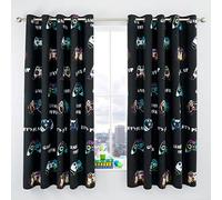 Catherine Lansfield Game Over - Tende con occhielli, 168 x 183 cm, due pannelli, colore: Nero