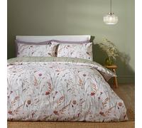 Catherine Lansfield Grasmere - Set copripiumino reversibile con federe, in cotone spazzolato, motivo floreale, colore: verde