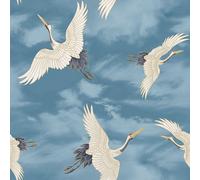 Catherine Lansfield Gru Parati Oro Metallico Nuvoloso Cielo Uccelli - 3 Colori