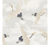 Catherine Lansfield Gru Parati Oro Metallico Nuvoloso Cielo Uccelli - 3 Colori