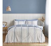 Catherine Lansfield Harbour Stripe - Set copripiumino reversibile per letto super king size, con federe, colore: blu