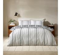 Catherine Lansfield Harbour Stripe - Set copripiumino reversibile per letto super king size, con federe, colore: nero