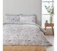 Catherine Lansfield Inga Leaf - Set copripiumino reversibile per letto king size, con federe, colore: naturale
