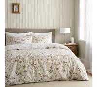 Catherine Lansfield Isadora - Set copripiumino reversibile con federe, motivo floreale, colore: naturale