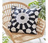 Catherine Lansfield Kaleidoscope - Cuscino imbottito per interni ed esterni, 45 x 45 cm, colore: Nero/Bianco