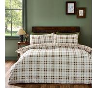 Catherine Lansfield Kelso - Set copripiumino singolo reversibile con federa, motivo a quadri, colore: arancione bruciato