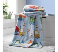 Catherine Lansfield Kids Digger Dreams Coperta in pile, 130 x 170 cm, colore: Blu